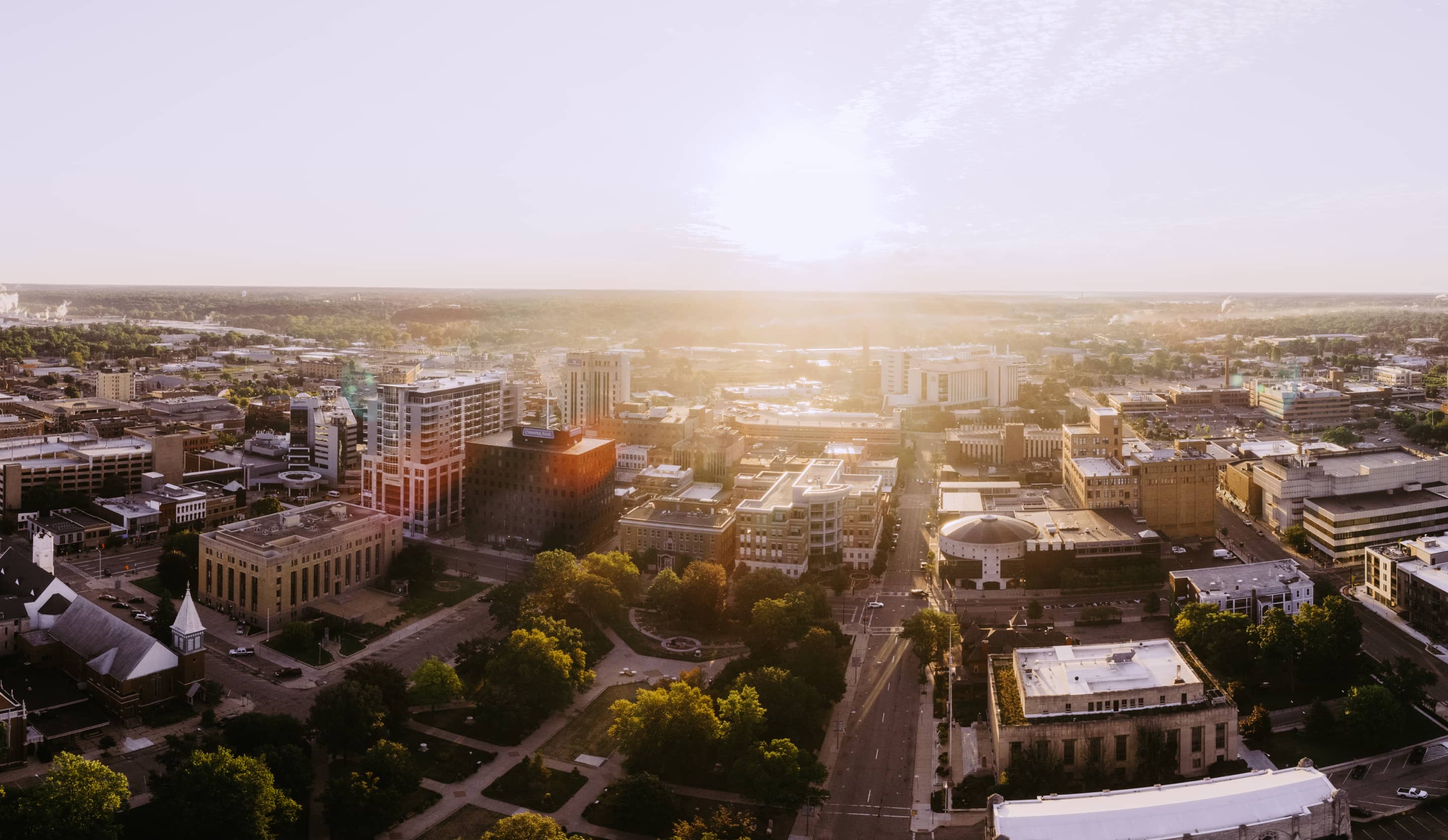  aerial image of downtown Kalamazoo